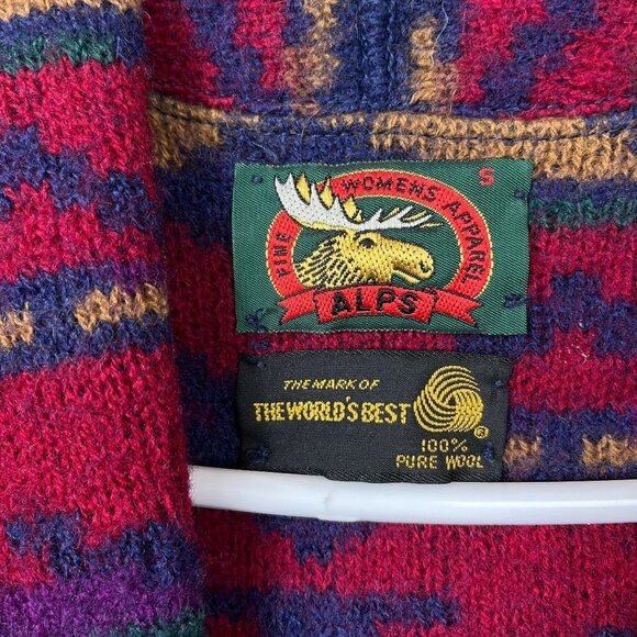 Vintage 100% Wool Knit Southwestern Blanket Vest Womens S - M Aztec Western 90s - Picture 6 of 8